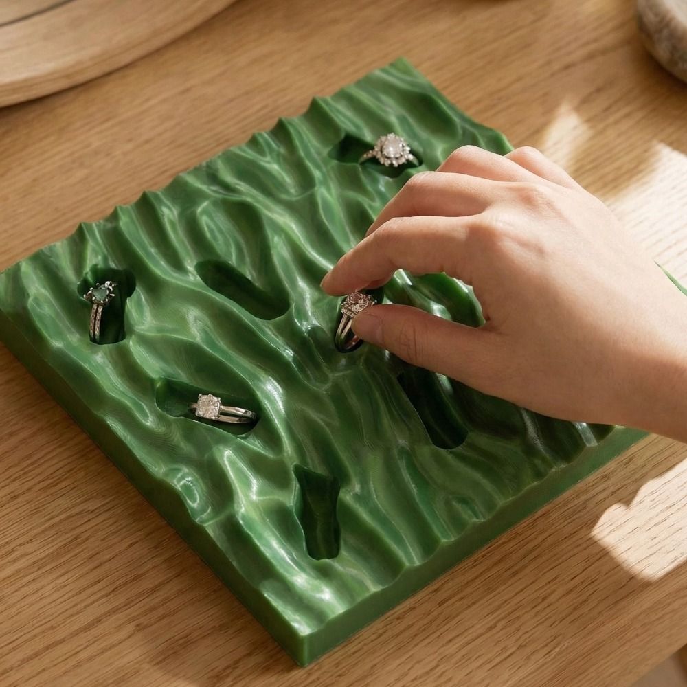 3D Printing Ring Holder - صواني عرض خواتم بتصميم موجة البحر