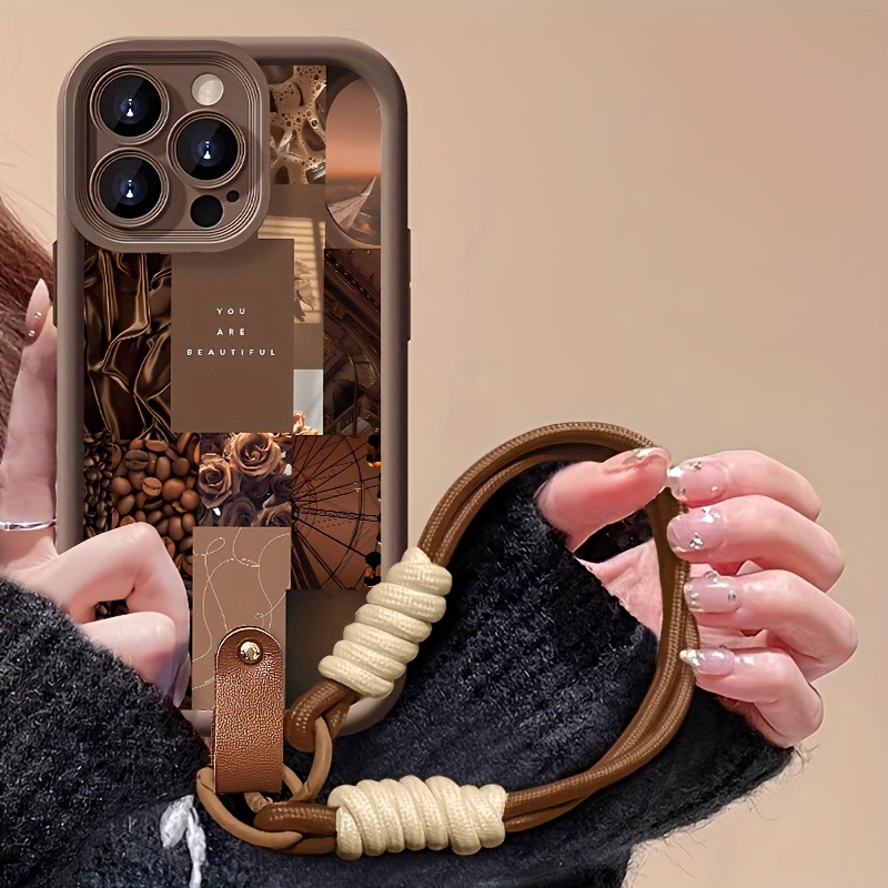 3D Printing Iphone - البني القهوة الزهور طباعة الحبل حزام