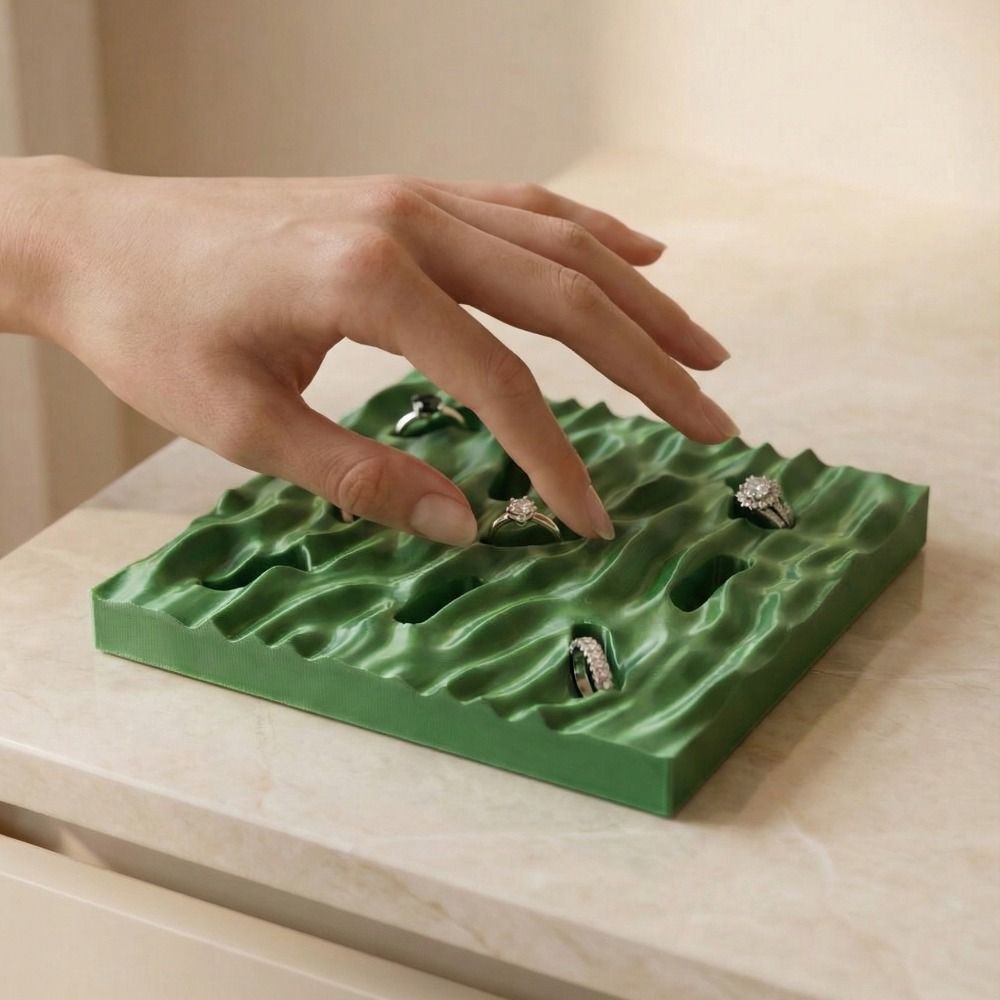 صواني عرض خواتم بتصميم موجة ال - مراجعة 3D Printing Ring Holder وسعره