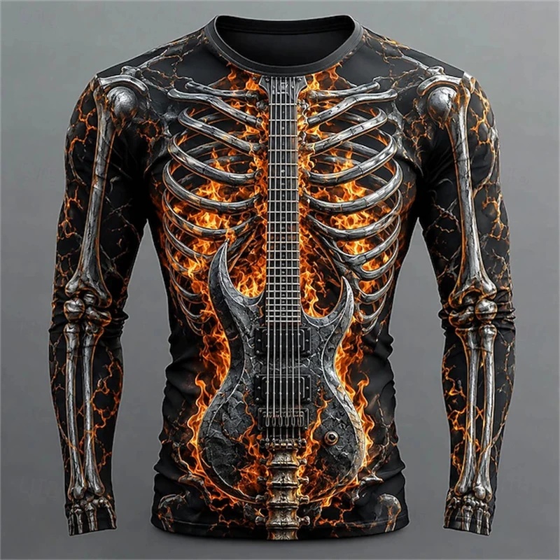 قميص رجالي جديد بأكمام طويلة م - مراجعة 3D Printing Guitar وسعره